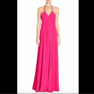 NWT $328 Jill Jill Stuart Halter Crepe‎ Gown Peony